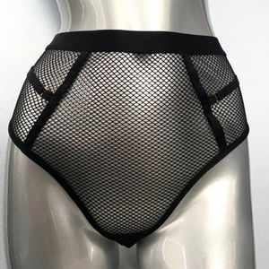 Victorias Secret New Very Sexy Strappy Black Fishnet High Waist Thong Panty